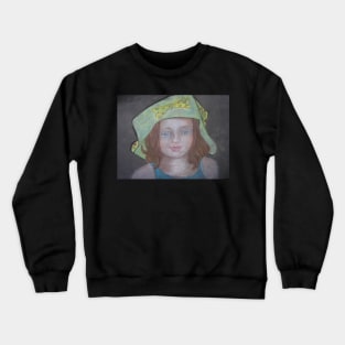 Young Girl In A Hat Crewneck Sweatshirt